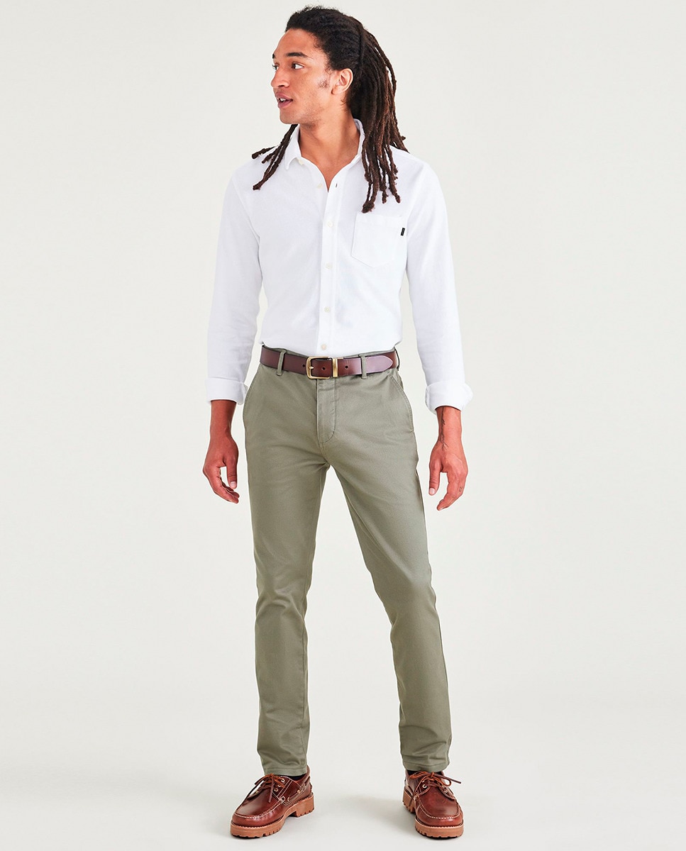Calças Chino Skinny Verde-militar-5