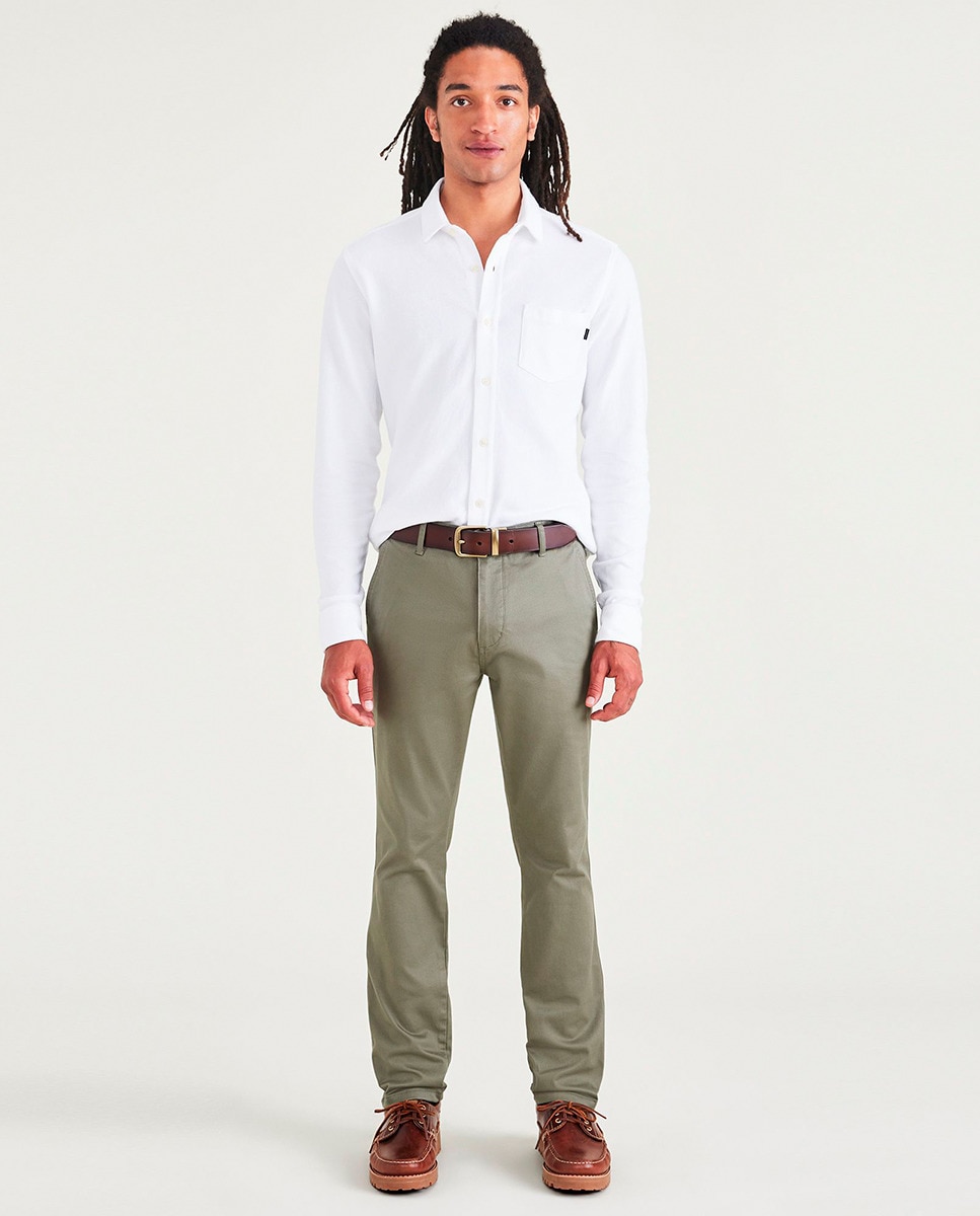 Calças Chino Skinny Verde-militar-1