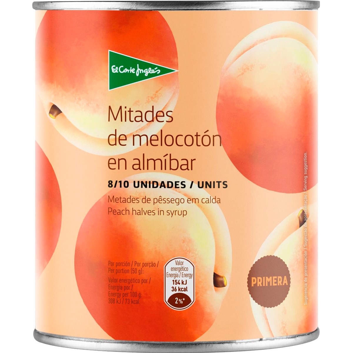 Metades de Pêssego em Calda 8/10 Unidade lata 480 g