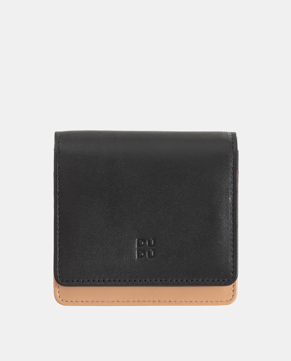 Petit portefeuille de veau nappa avec rabat et bouton