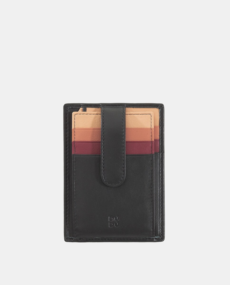 Portecartes de veau nappa avec bouton