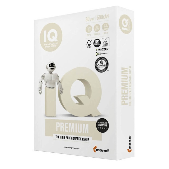 Imagen 0 de Paquete 500 hojas de papel fotocopiadora DIN A4 80 gramos IQ Premium