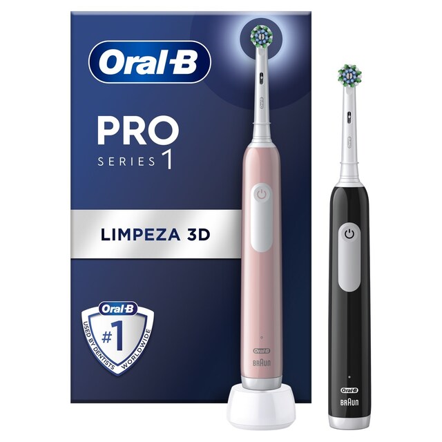 Imagem 0 de Escovas de Dentes Elétrica Oral-B Braun Pro Series 1 - 2 Unidades - Rosa e Preto