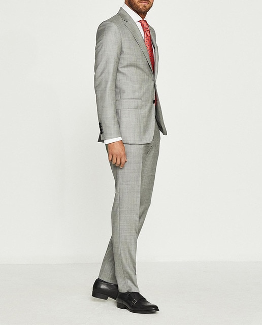 Imagen 0 de Traje de hombre regular fil a fil gris