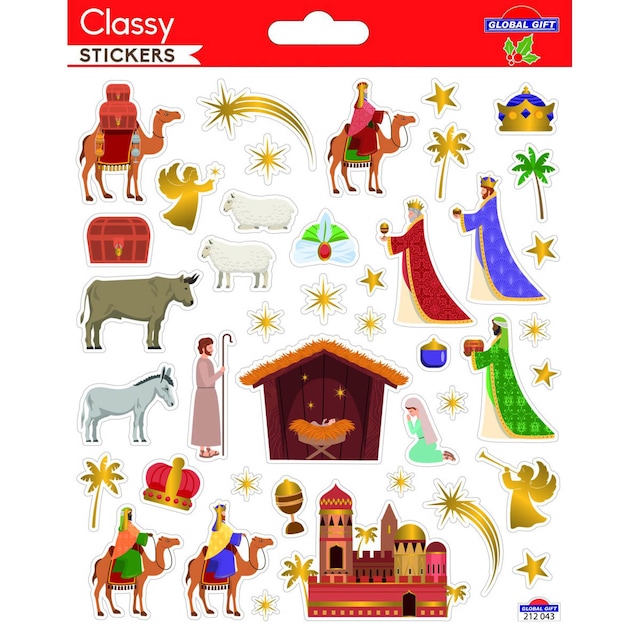 Imagen 0 de Pegatinas classy Navidad nacimiento Global Gift blanco