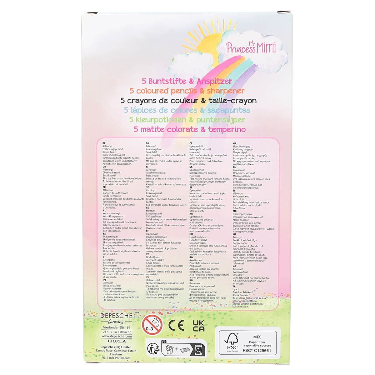 Lápices colorear y sacapuntas Princess Mimi 6