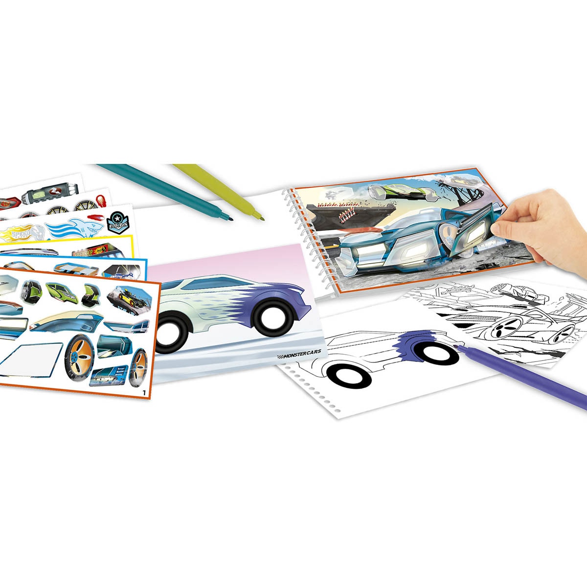 Cuaderno colorear Monster Cars 2