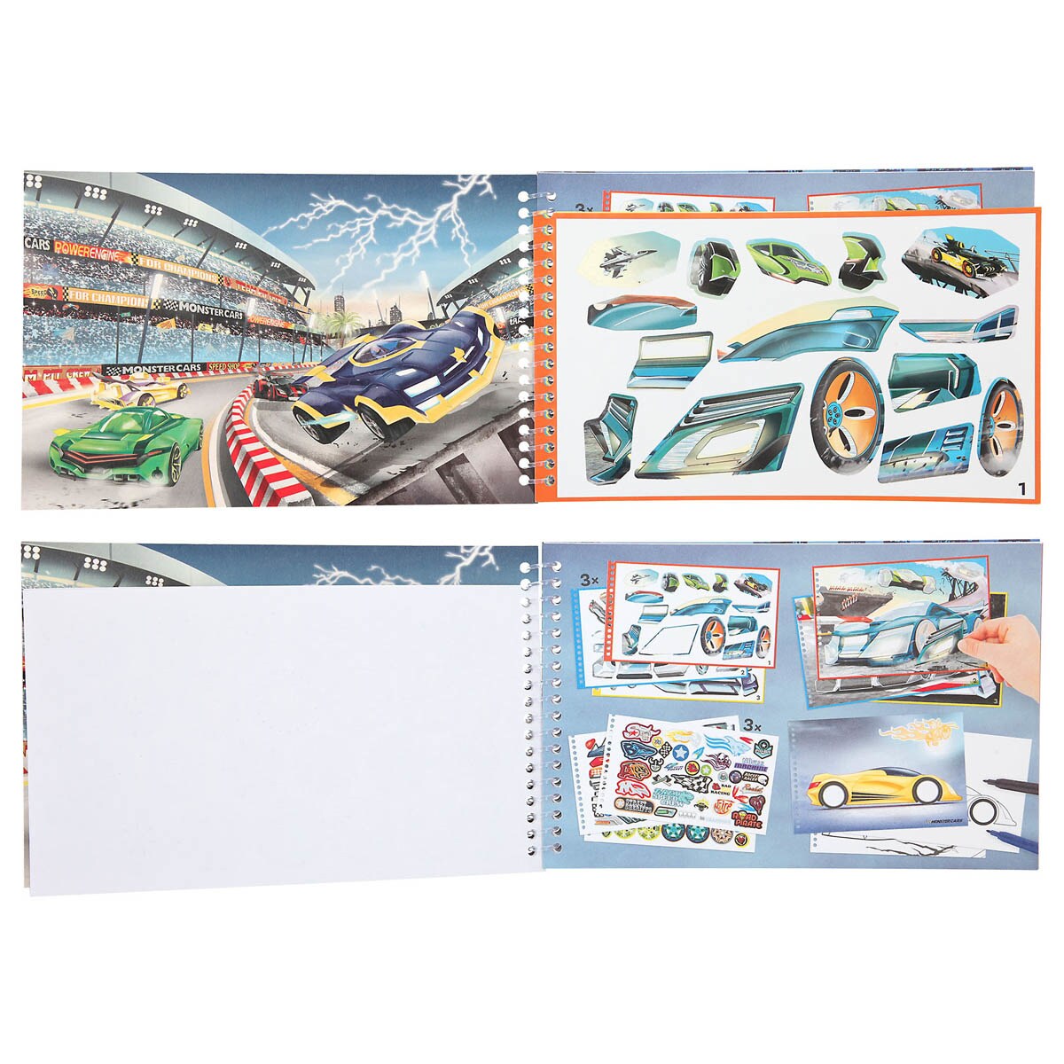 Cuaderno colorear Monster Cars 4