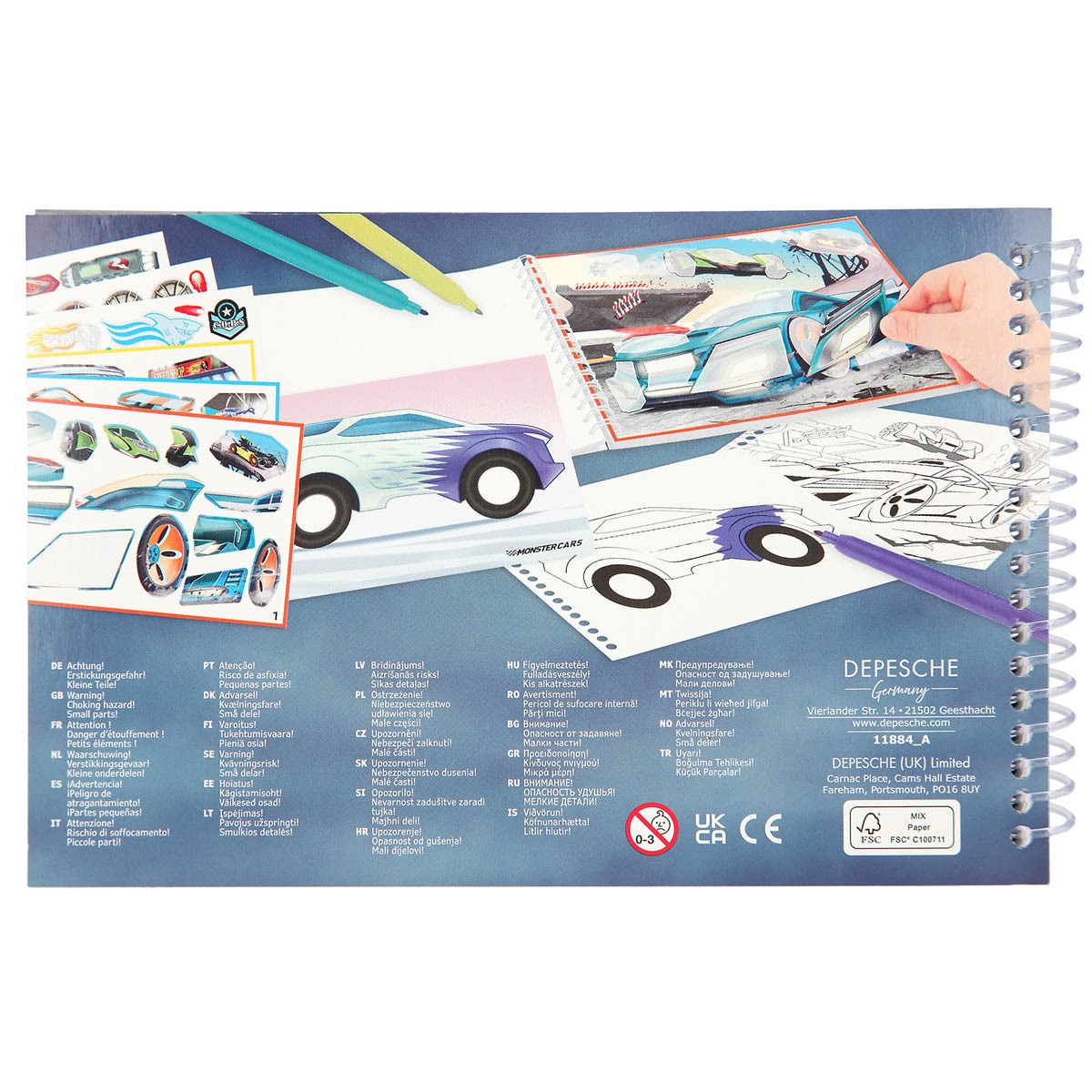 Cuaderno colorear Monster Cars 6