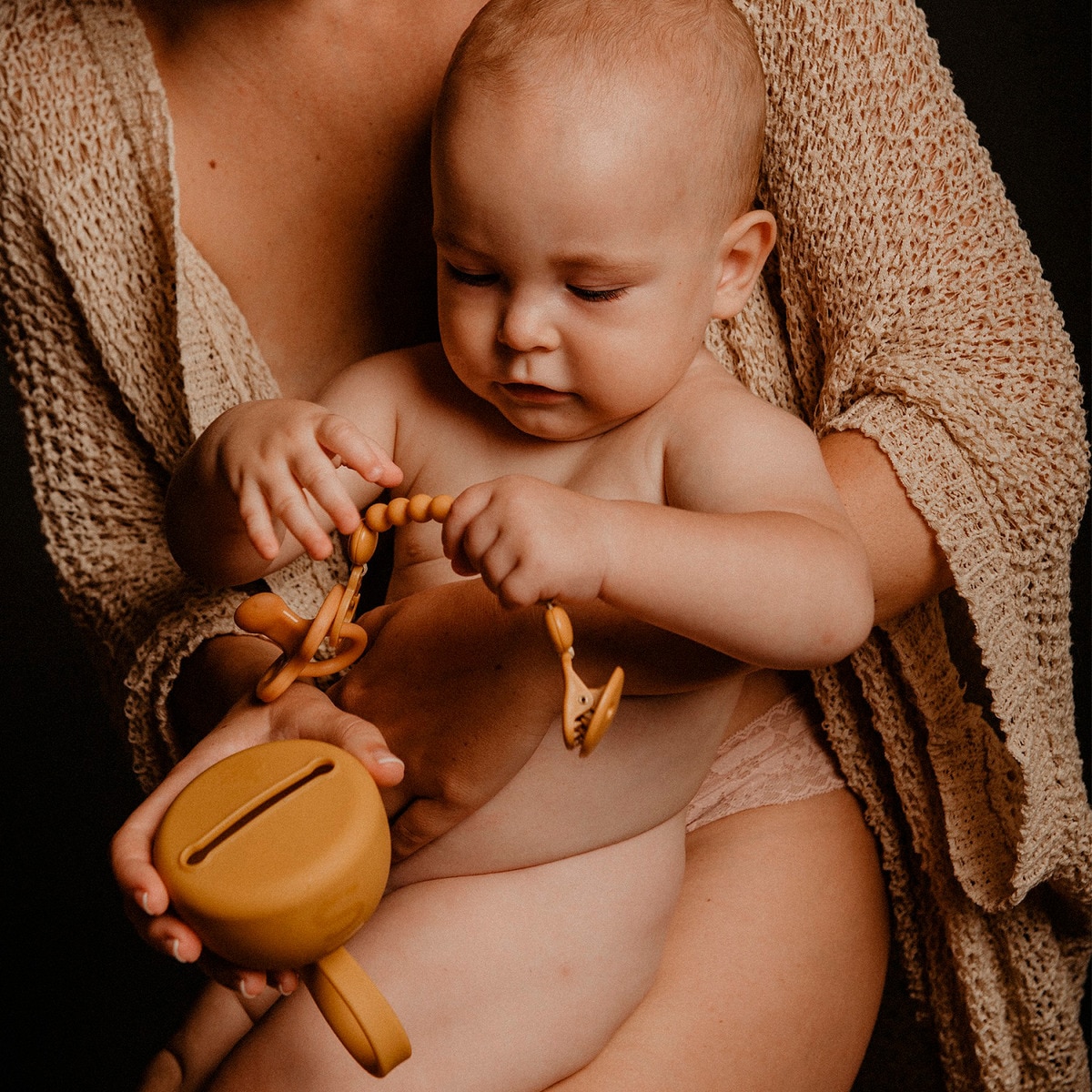 Pinza de chupete Suavinex bolitas silicona Colour Essence Azul porcelana-5