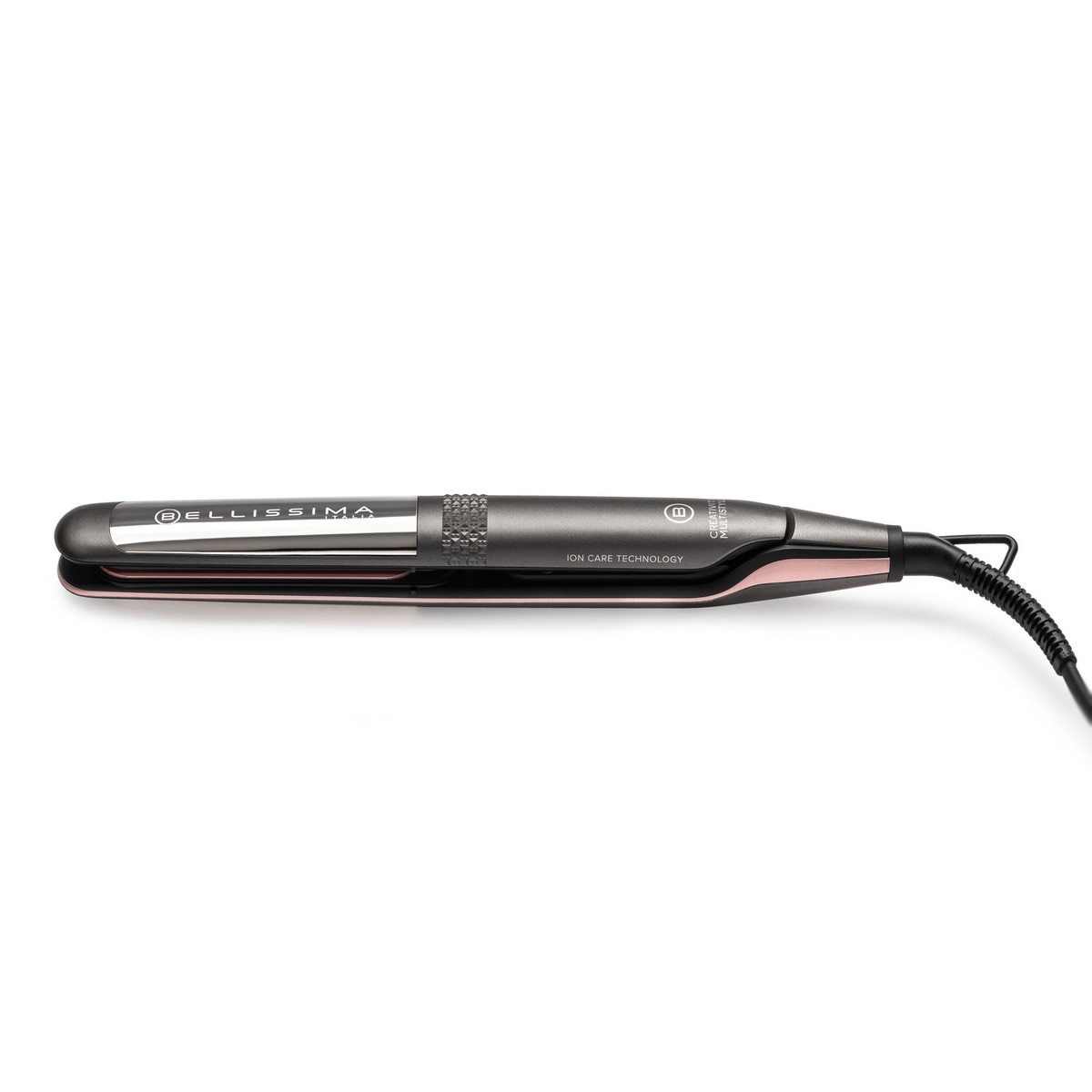 Plancha de pelo Bellissima Creativity multistyle con cerámica diamond y queratina. . Gris / Rosa-2