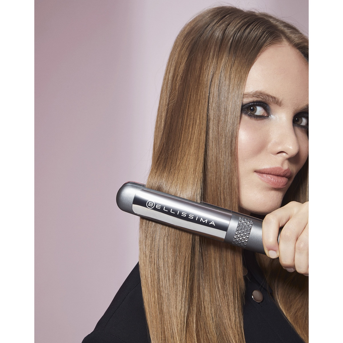 Plancha de pelo Bellissima Creativity multistyle con cerámica diamond y queratina. . Gris / Rosa-7