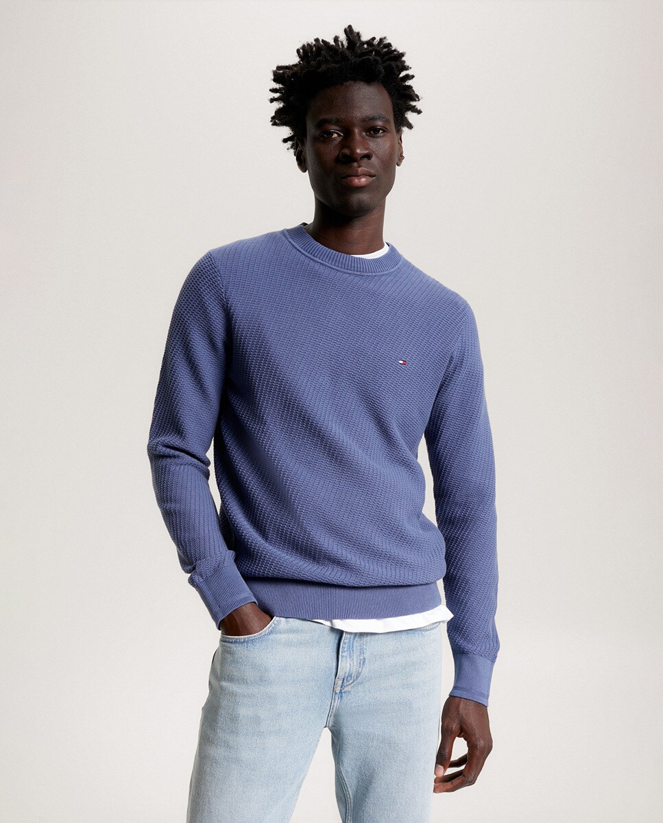 Pull texturé à col rond