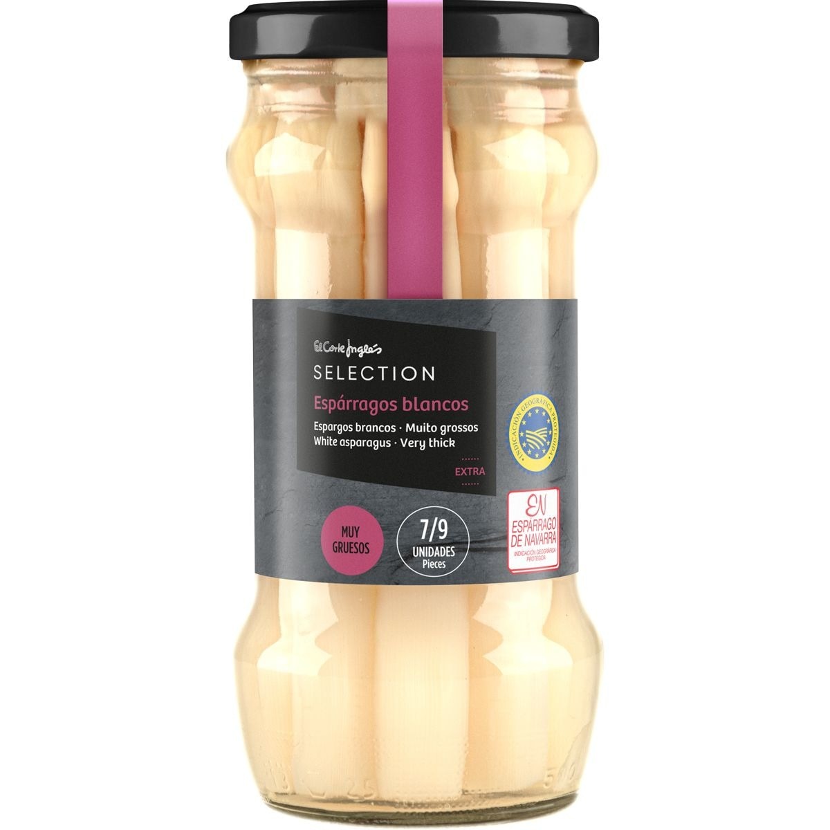 espárragos blancos IGP de Navarra muy gruesos 7-9 piezas frasco 325 g neto escurrido