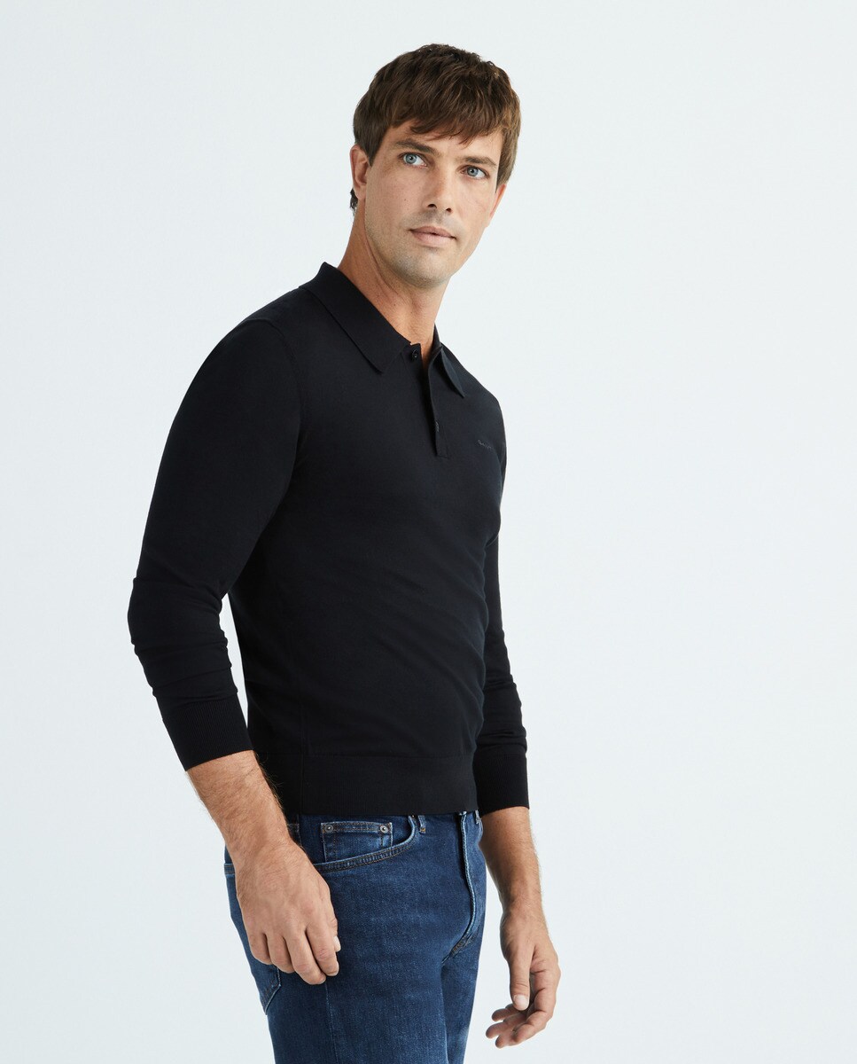 Polo manches longues uni