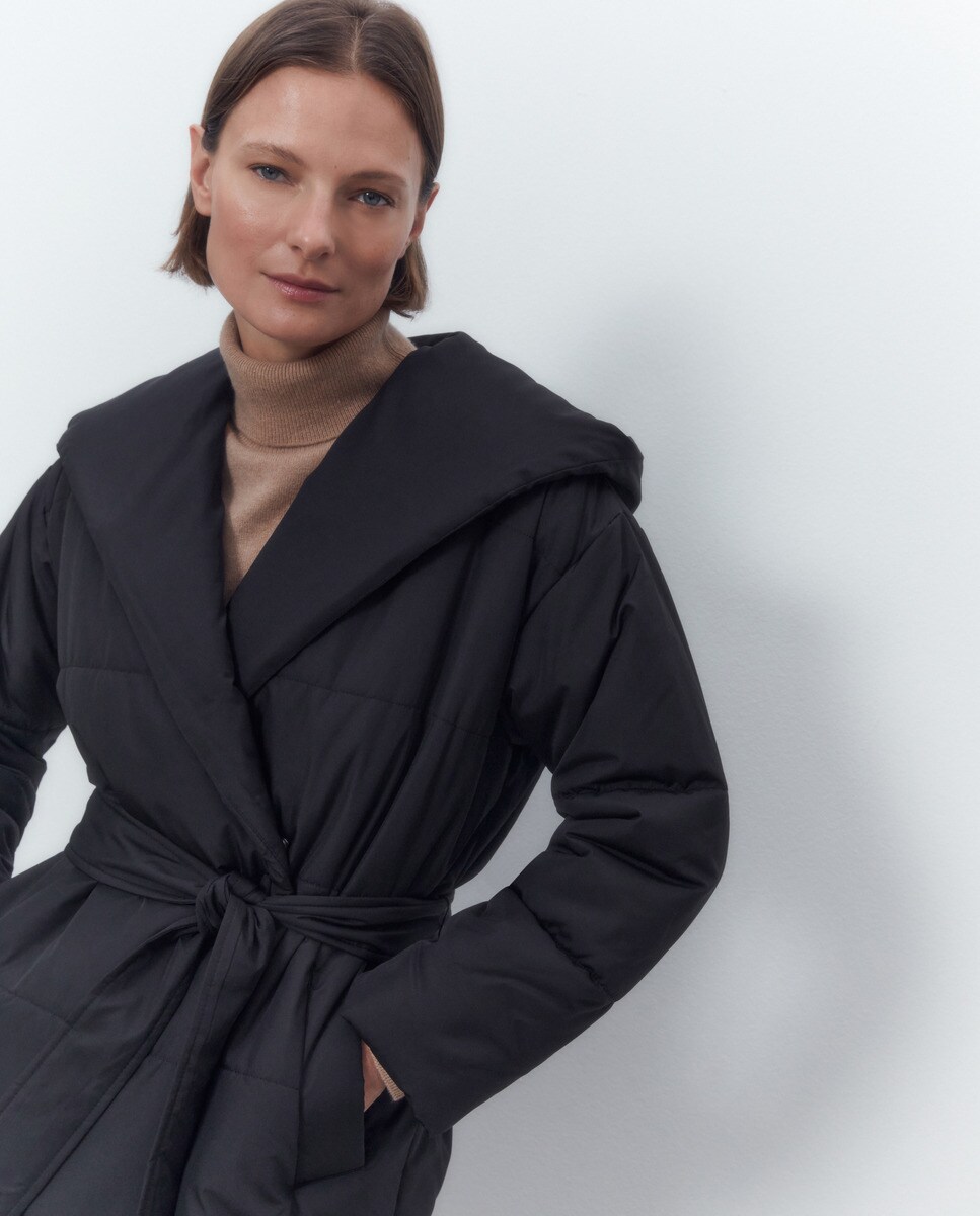 Parka croisée à capuche