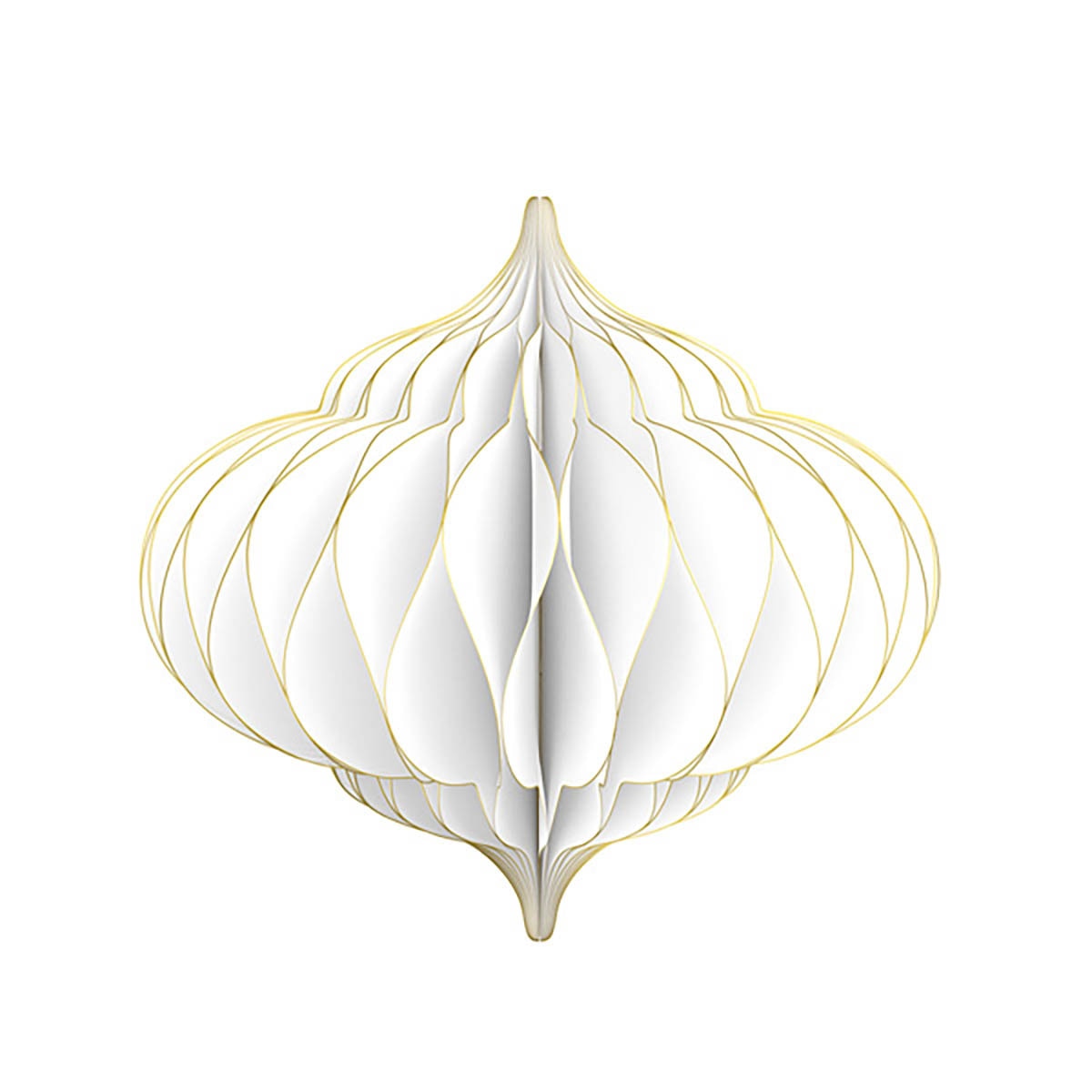 Bola Decorativa Forma Lanterna para Pendurar - Branco e Dourado Branco / Dourado-1