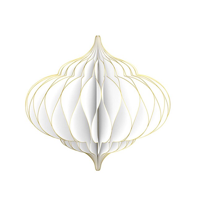 Imagen 0 de Bola decorativa forma farolillo  para colgar Draeger blanco y dorado