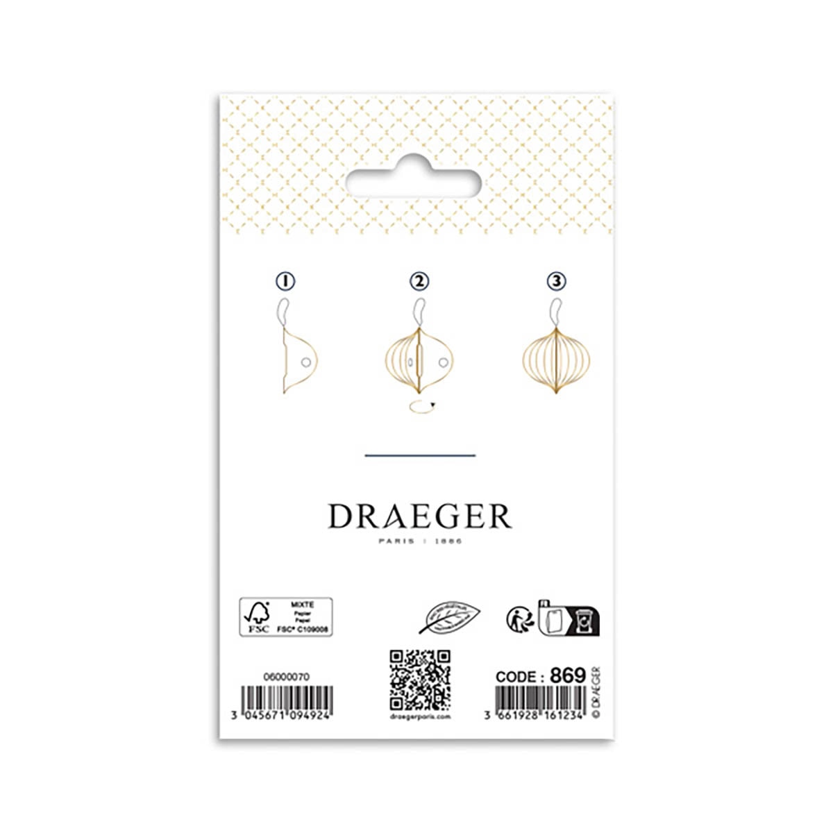 Bola decorativa forma farolillo para colgar Draeger blanco y dorado Blanco / Dorado-3