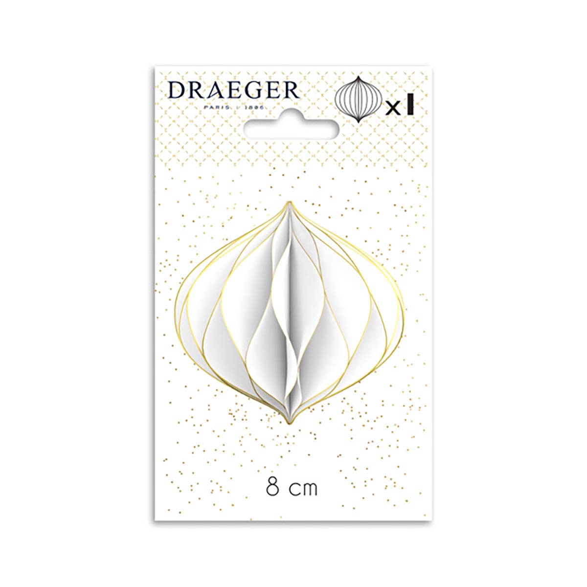Bola decorativa forma farolillo para colgar Draeger blanco y dorado Blanco / Dorado-2