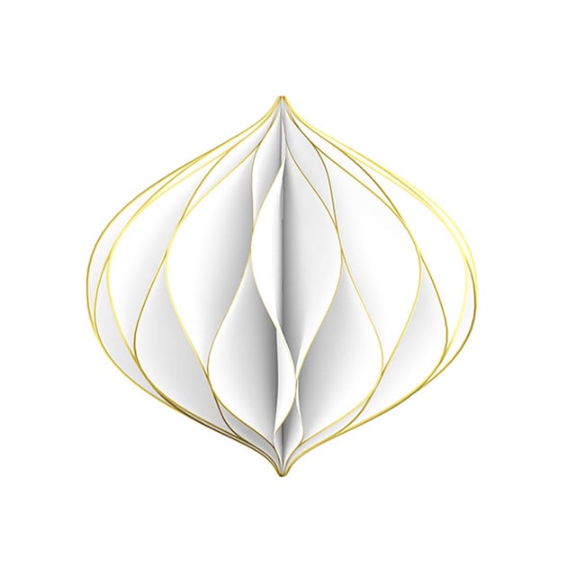 Imagen 0 de Bola decorativa forma farolillo para colgar Draeger blanco y dorado