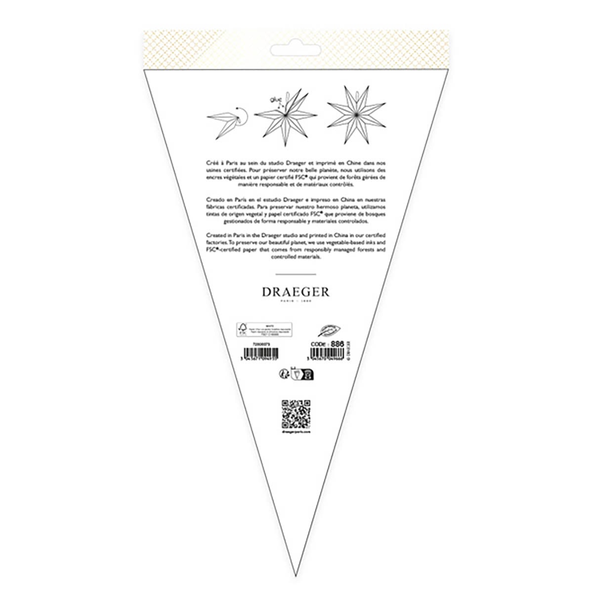 Estrella decorativa automontable 58 cm Draeger blanca y dorada Blanco / Dorado-3