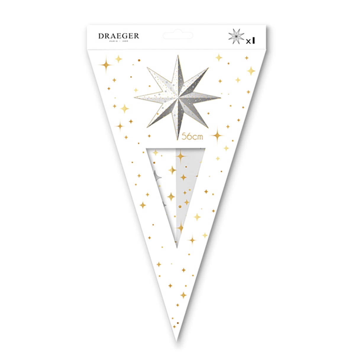 Estrella decorativa automontable 58 cm Draeger blanca y dorada Blanco / Dorado-2