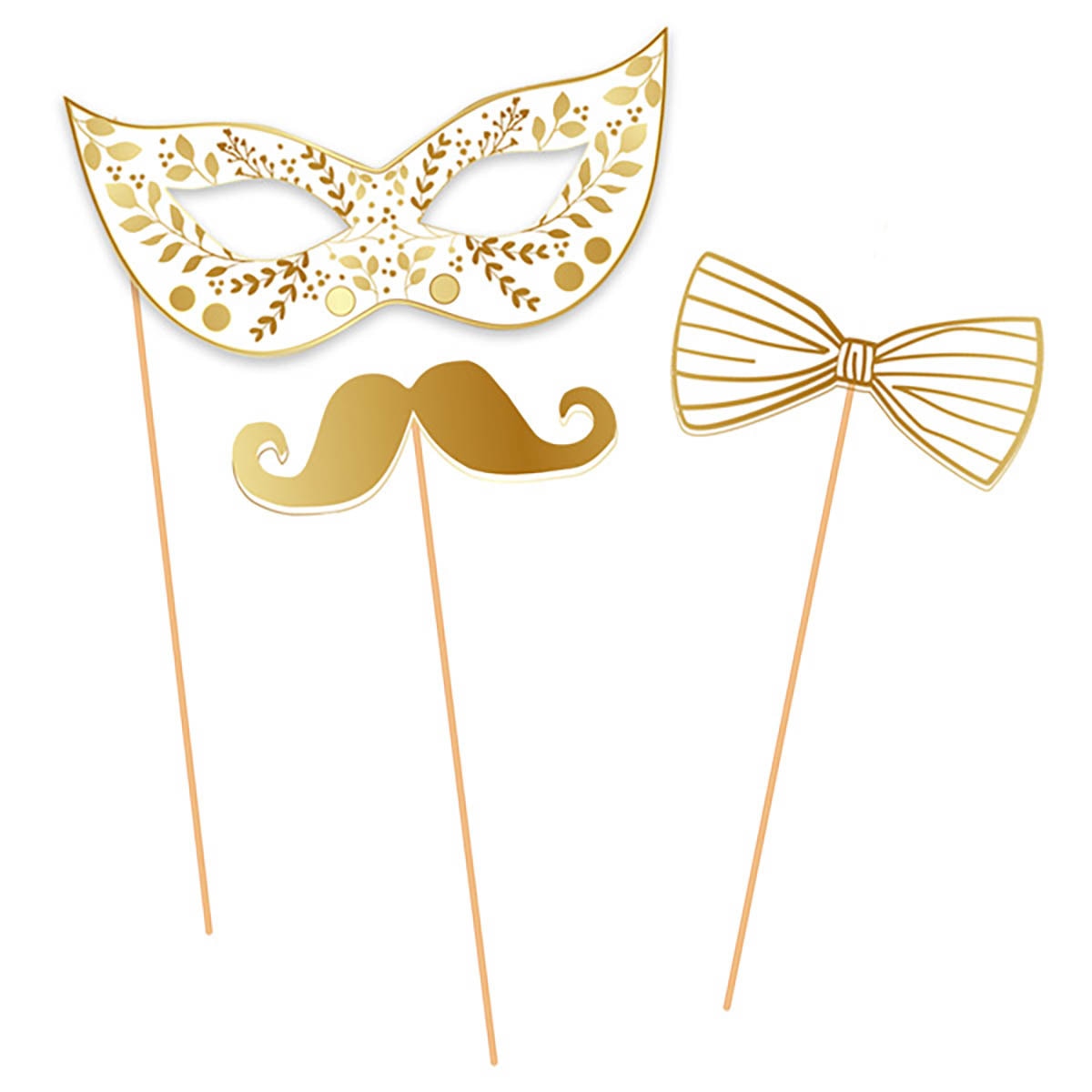 Conjunto 8 Photobooth - Branco e Dourado Branco / Dourado-4