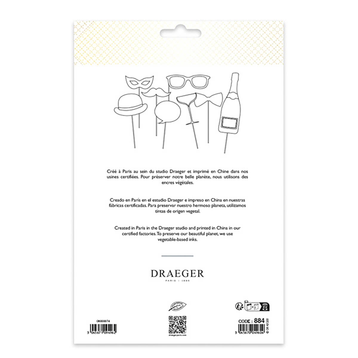 Conjunto 8 Photobooth - Branco e Dourado Branco / Dourado-3