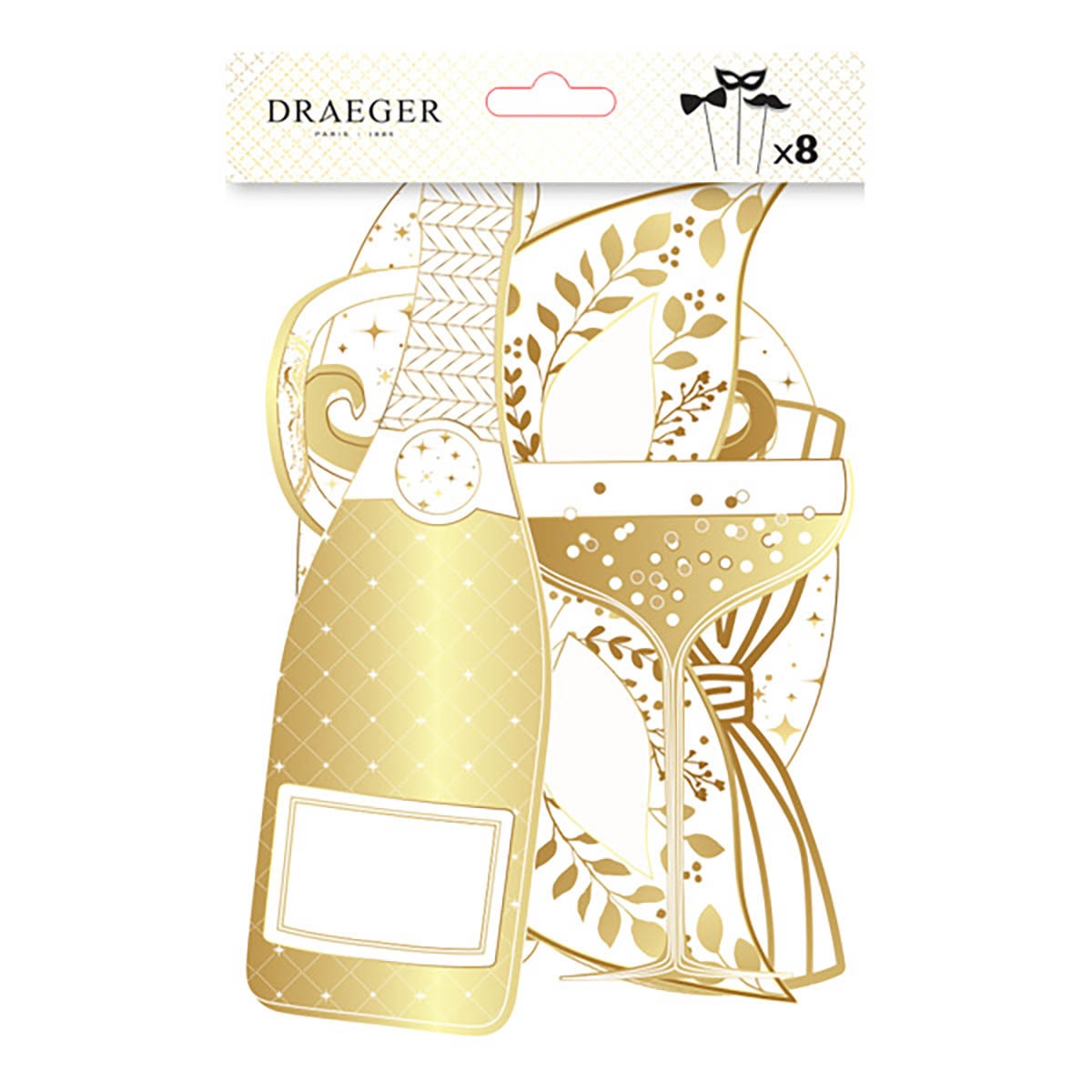 Conjunto 8 Photobooth - Branco e Dourado Branco / Dourado-2