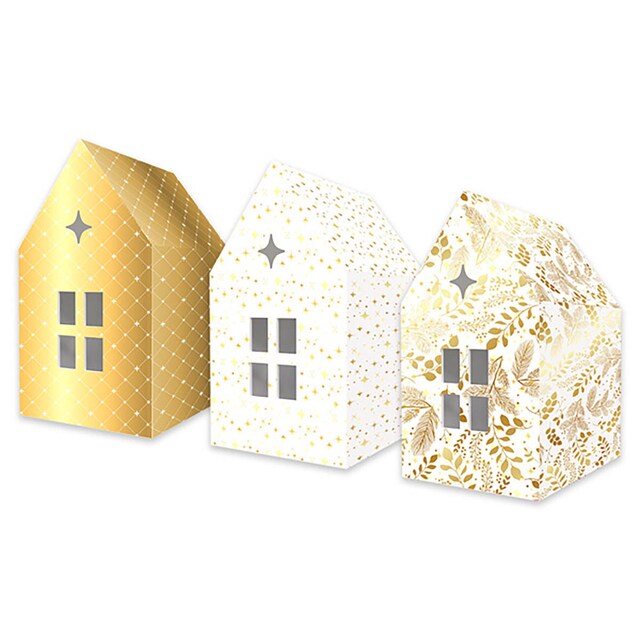 Imagen 0 de Set 6 casitas automontables 3 diseños Draeger blanco y dorado