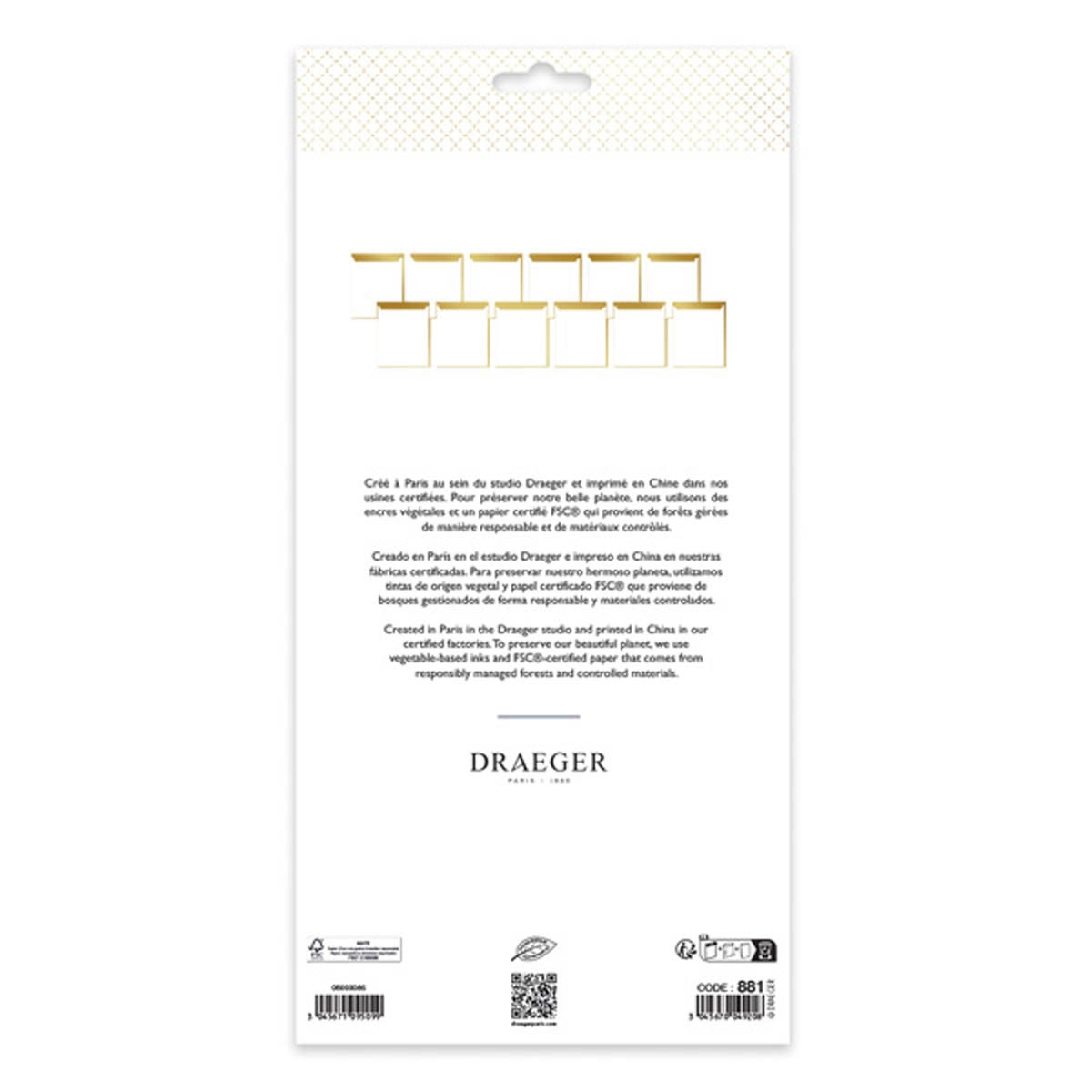 Pack 12 bolsas papel decoradas Draeger blancas y doradas Blanco / Dorado-3