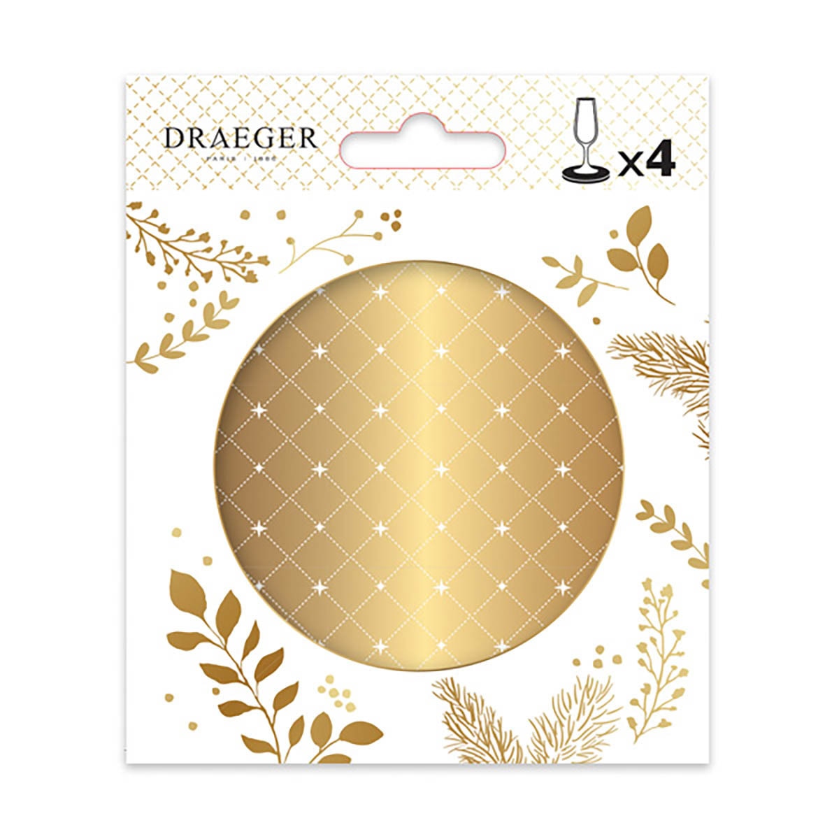 Set 4 portavasos Draeger dorado y blanco Dorado / Blanco-2
