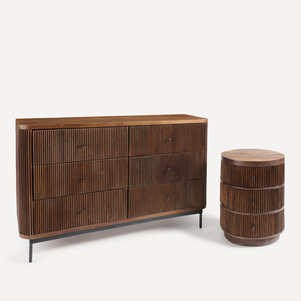 Cómoda de madera de mango de 6 cajones Curve Room - El Corte Inglés Nogal-8