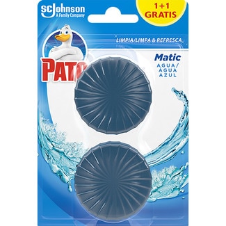 limpiador WC Cisterna agua azul Matic recambio 1 unidad + 1 unidad gratis - Pato