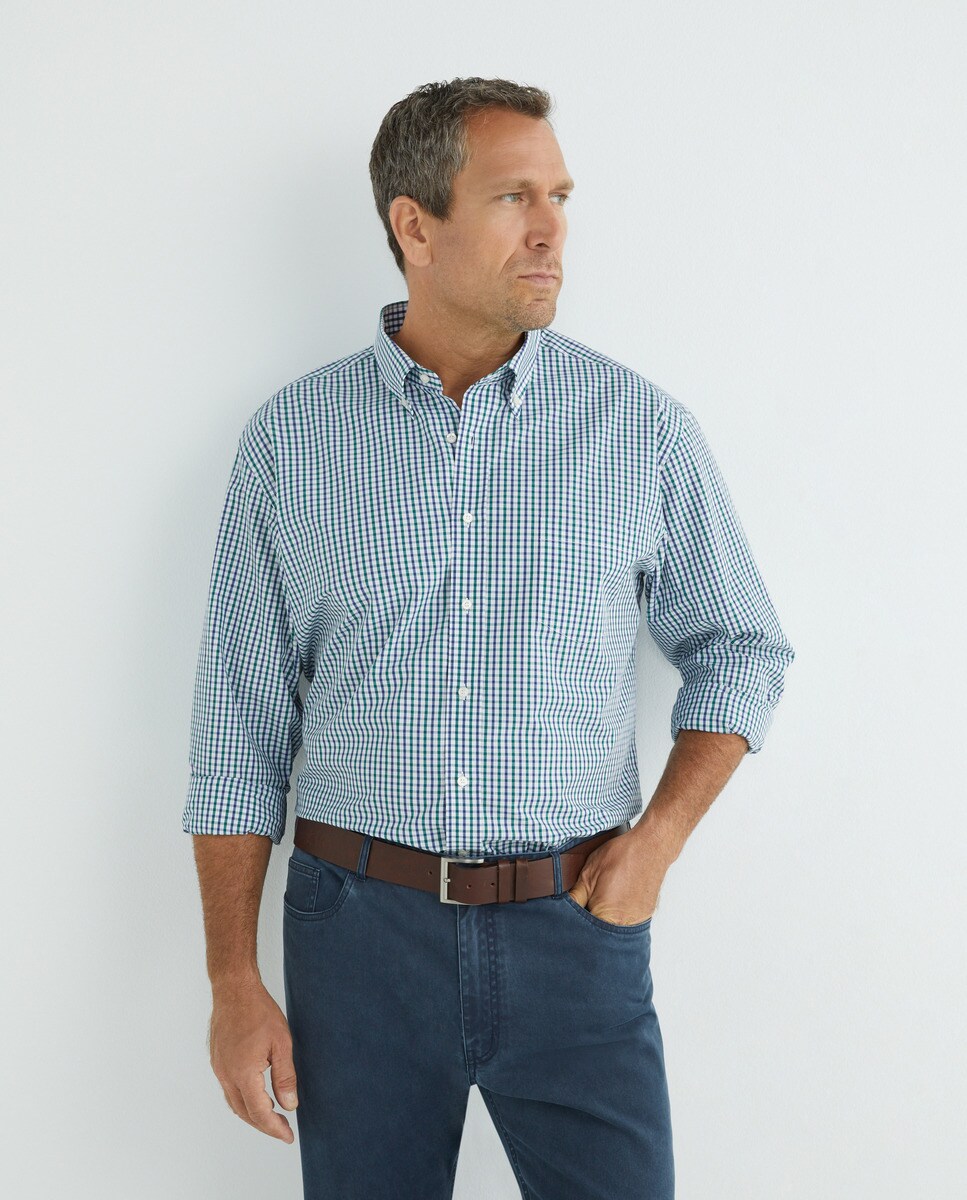 Chemise casual à carreaux manches longues Grandes Tailles