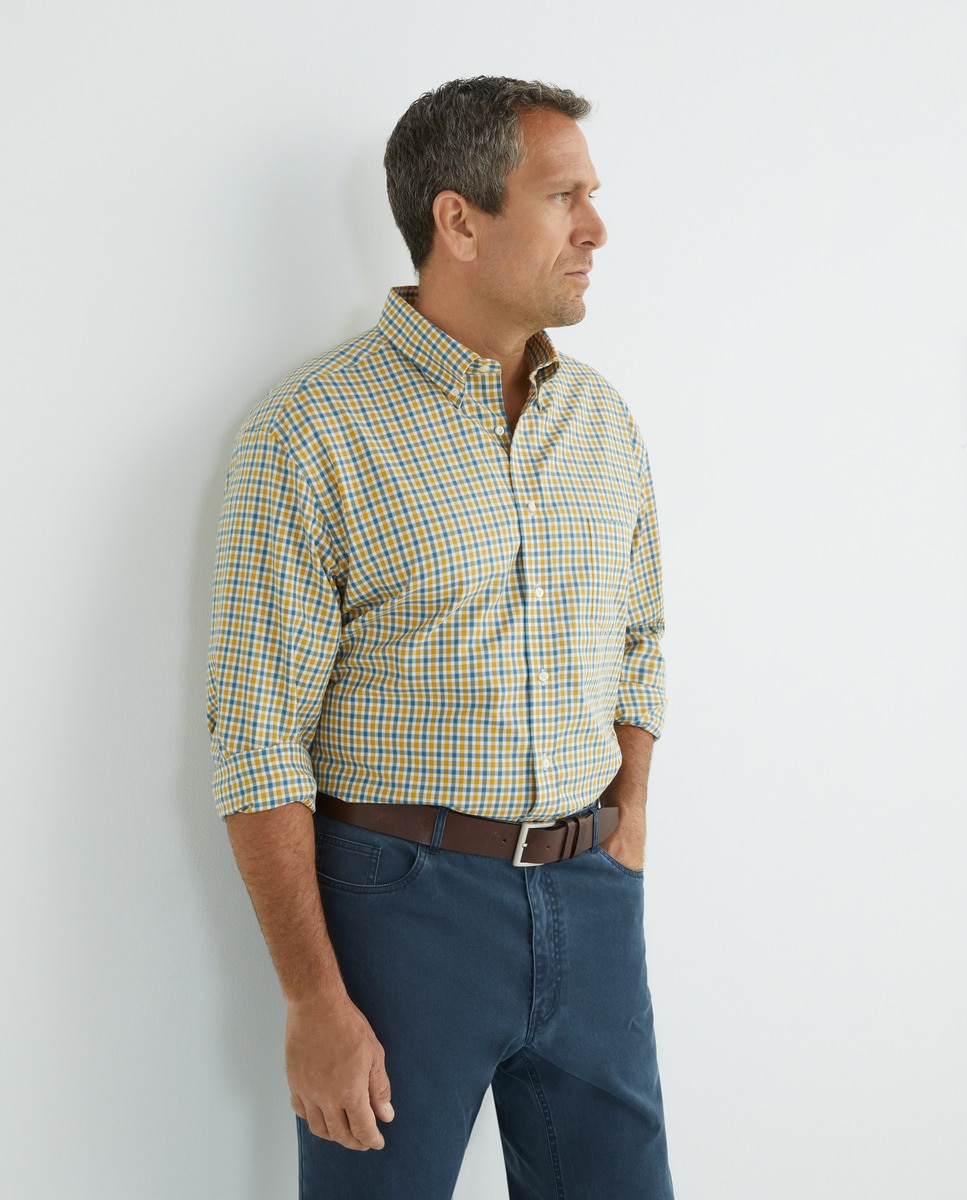 Chemise casual à carreaux manches longues Grandes Tailles