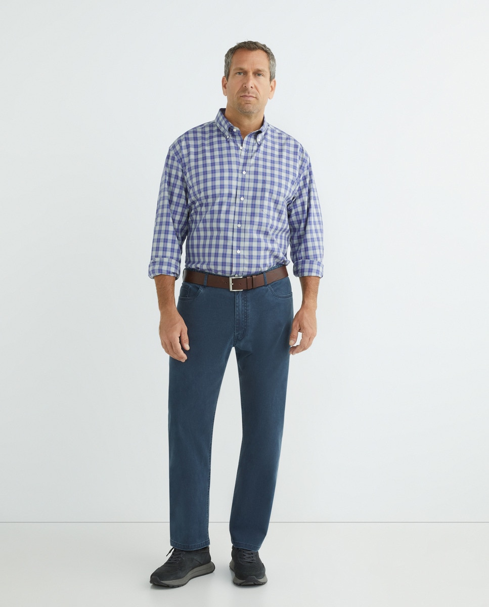 Chemise casual à carreaux manches longues Grandes Tailles