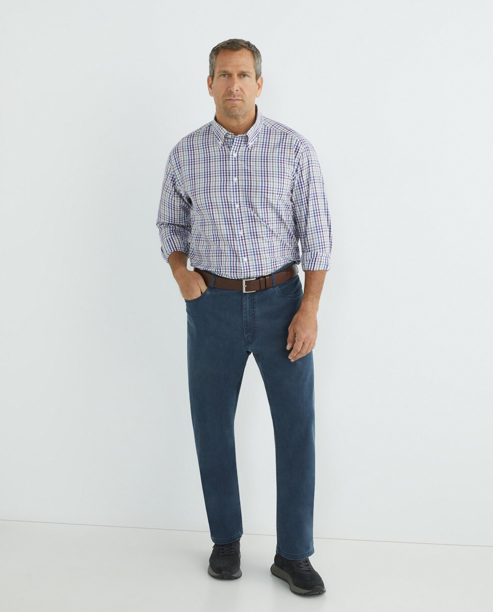 Chemise casual à carreaux manches longues Grandes Tailles