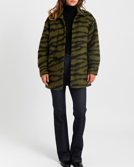 Imagen 0 de Abrigo midi de mujer con estampado animal print