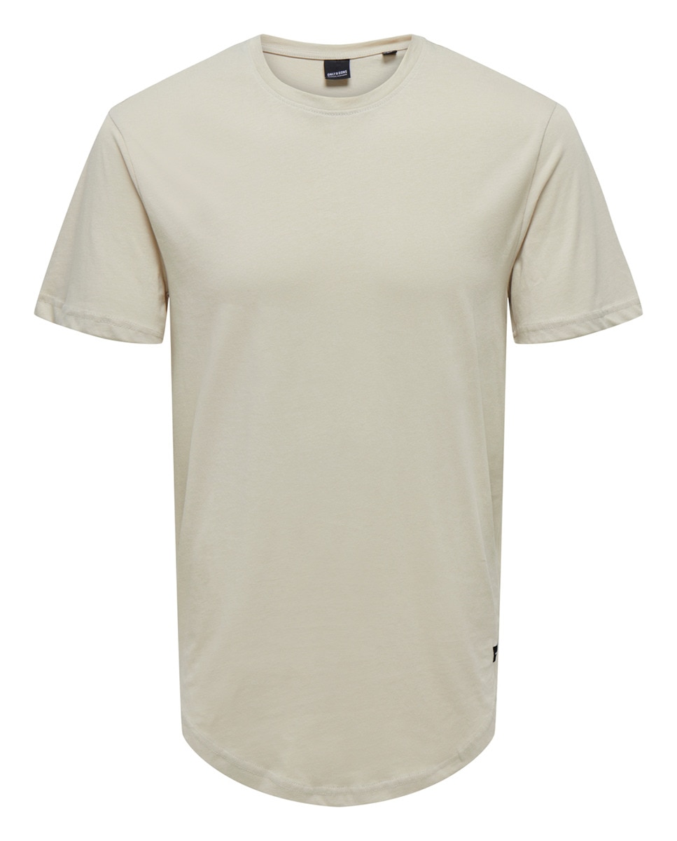 T-shirt com manga curta e decote redondo Bege-5