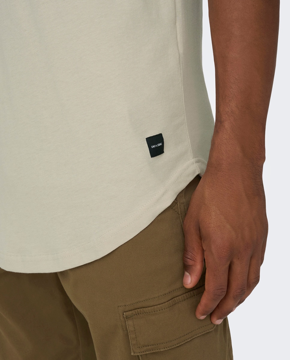 T-shirt com manga curta e decote redondo Bege-4