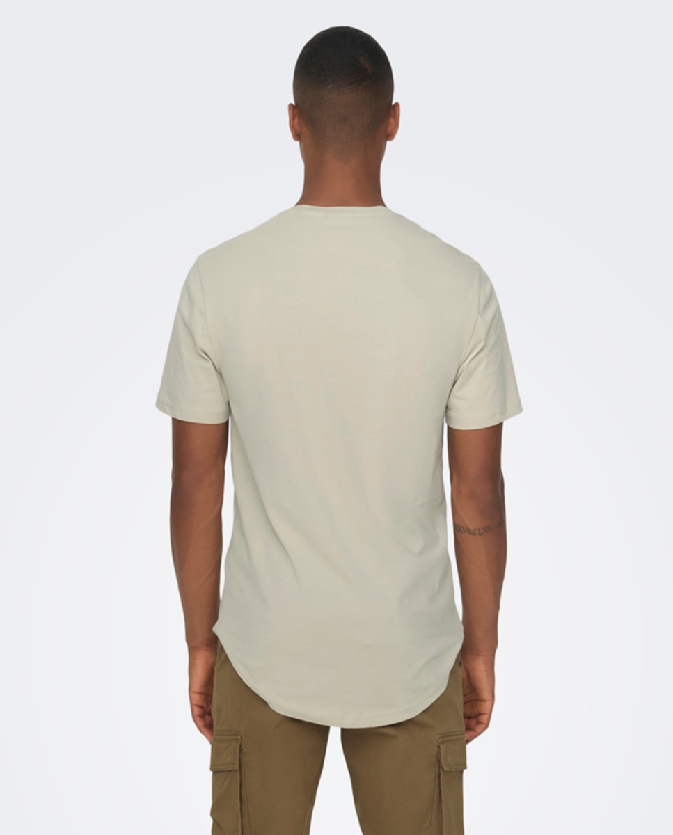 T-shirt com manga curta e decote redondo Bege-2