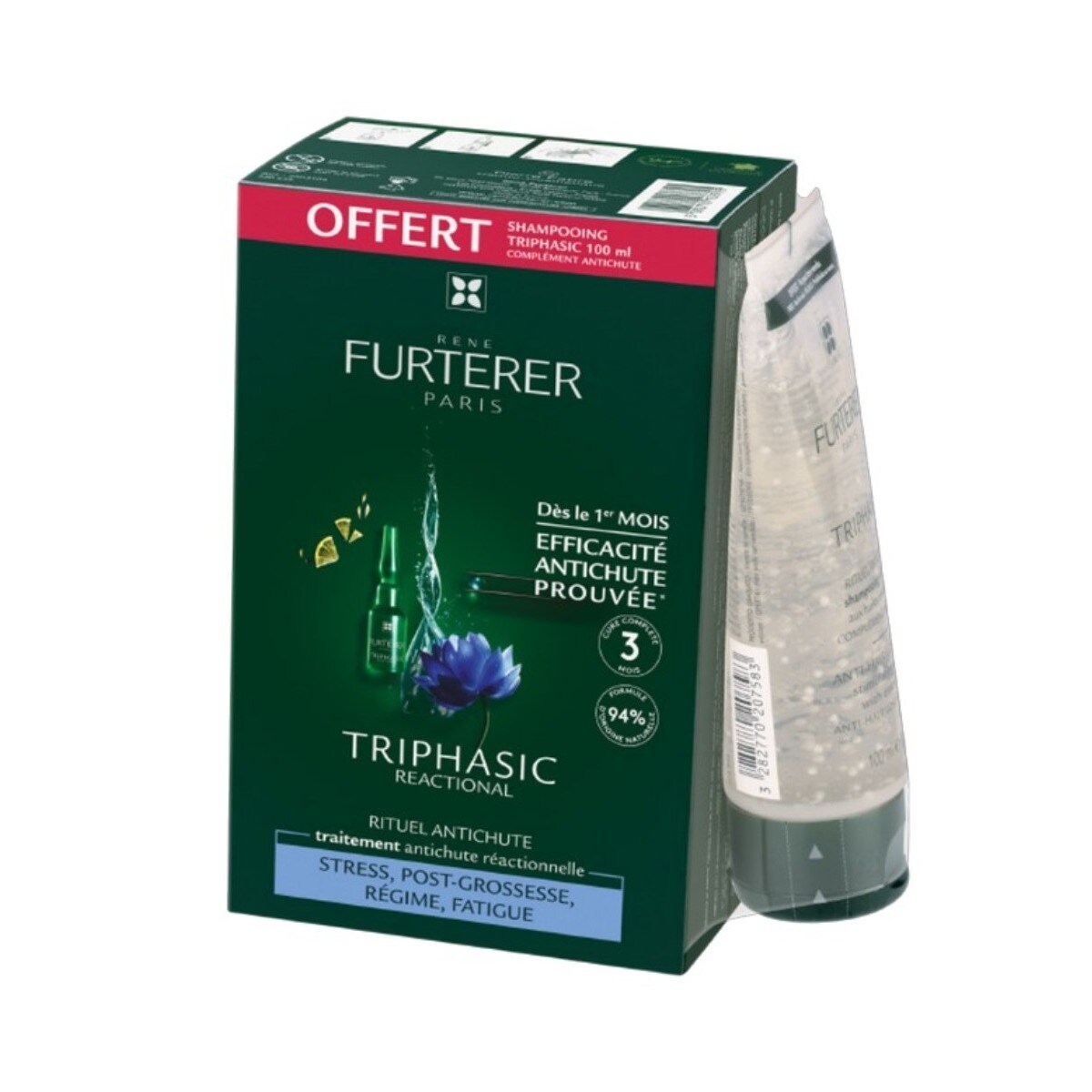 Pack de 12 ampolas capilares + Champô estimulante Triphasic 100 ml 2