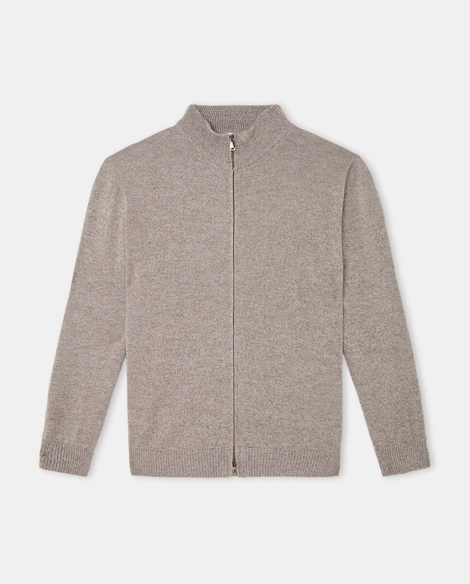 Cardigan zippé en maille fantaisie chinée Grandes Tailles