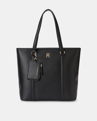 Imagen 0 de Bolso tote de mujer Tommy Hilfiger con apliques en dorado y cierre con cremallera