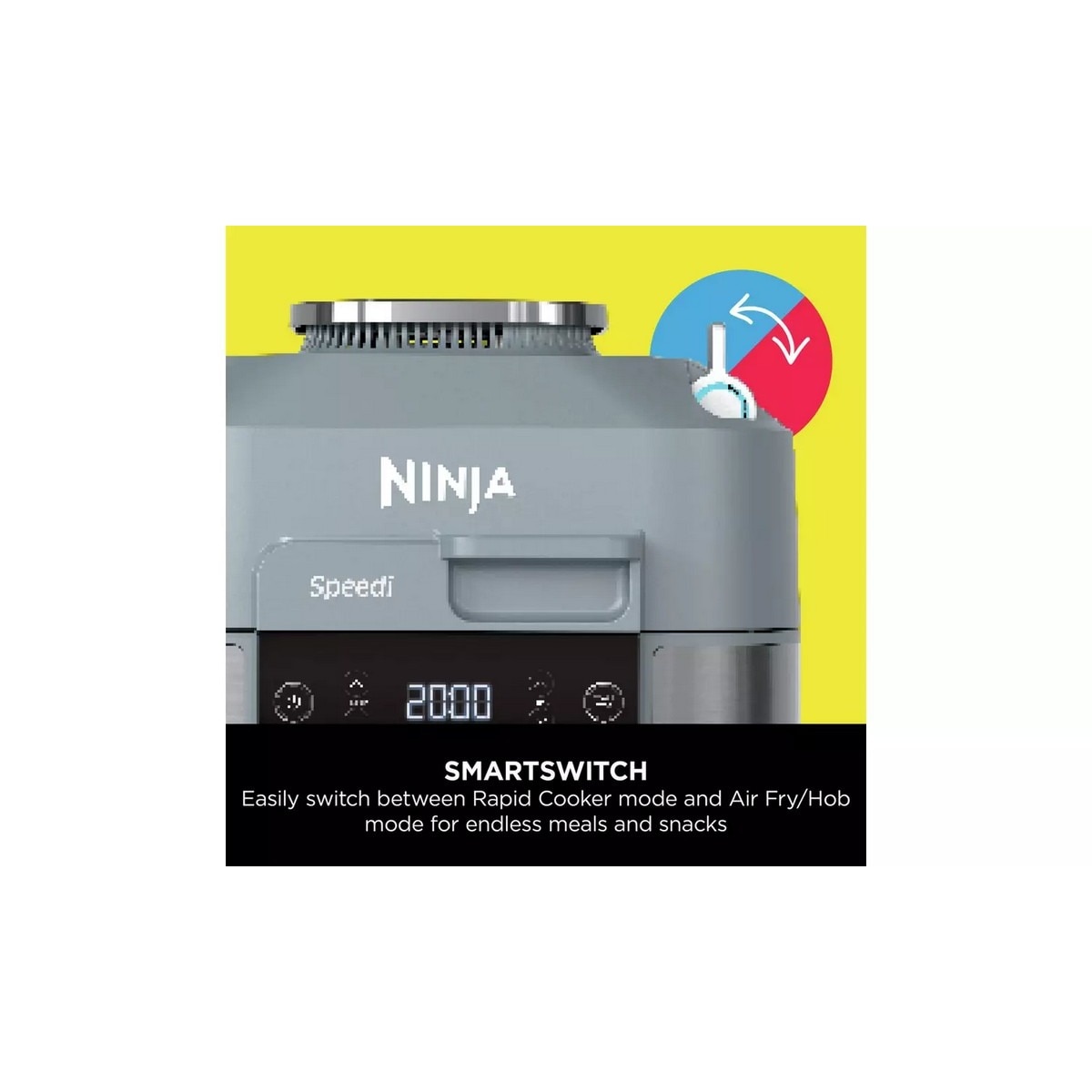 Panela Elétrica Multifunções e Fritadeira Air Fryer Ninja ON400EU Speedi de 1760 W e de 5,7 Litros - Revestimento Cerâmico Antiaderente Cinzento Cinzento-6