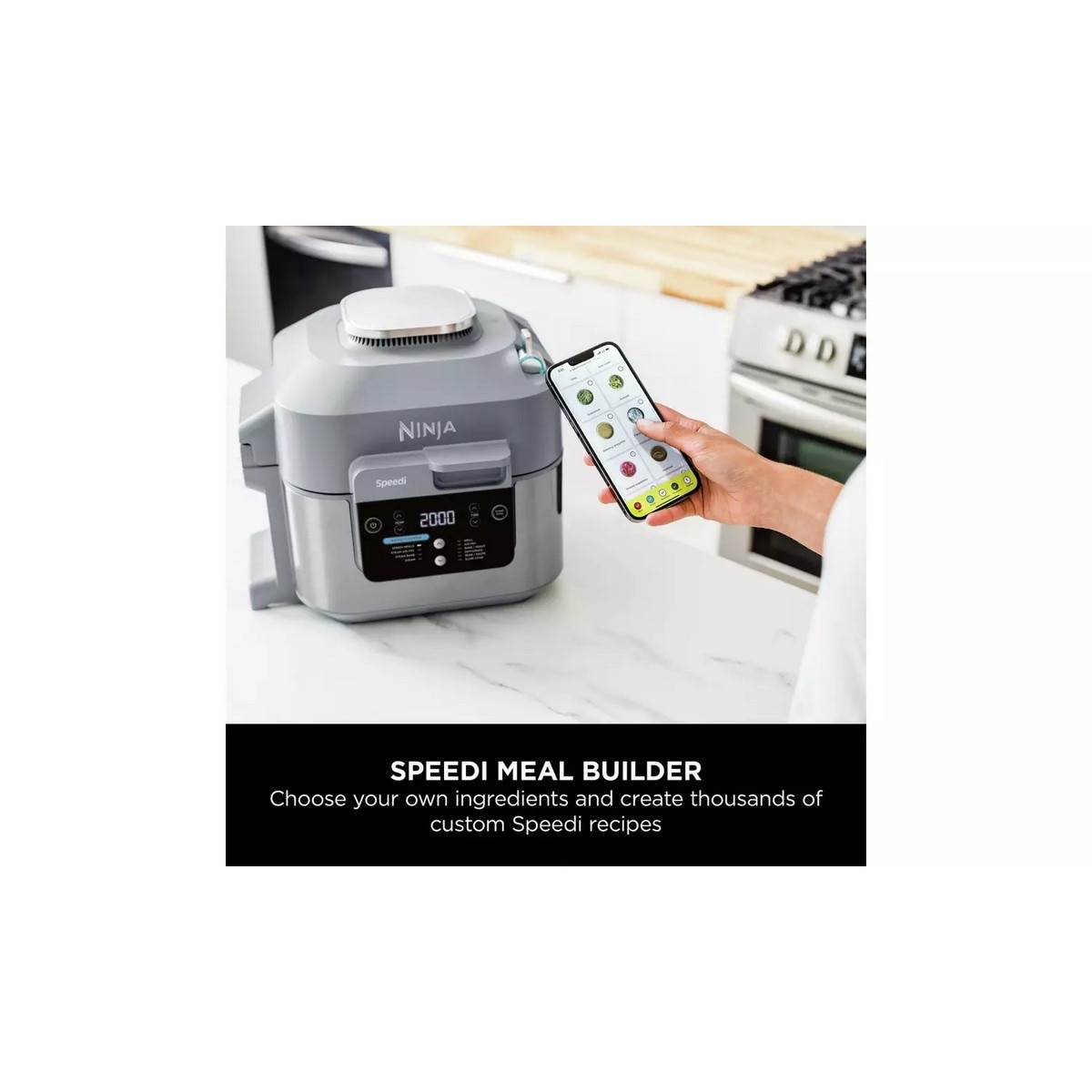 Panela Elétrica Multifunções e Fritadeira Air Fryer Ninja ON400EU Speedi de 1760 W e de 5,7 Litros - Revestimento Cerâmico Antiaderente Cinzento Cinzento-5