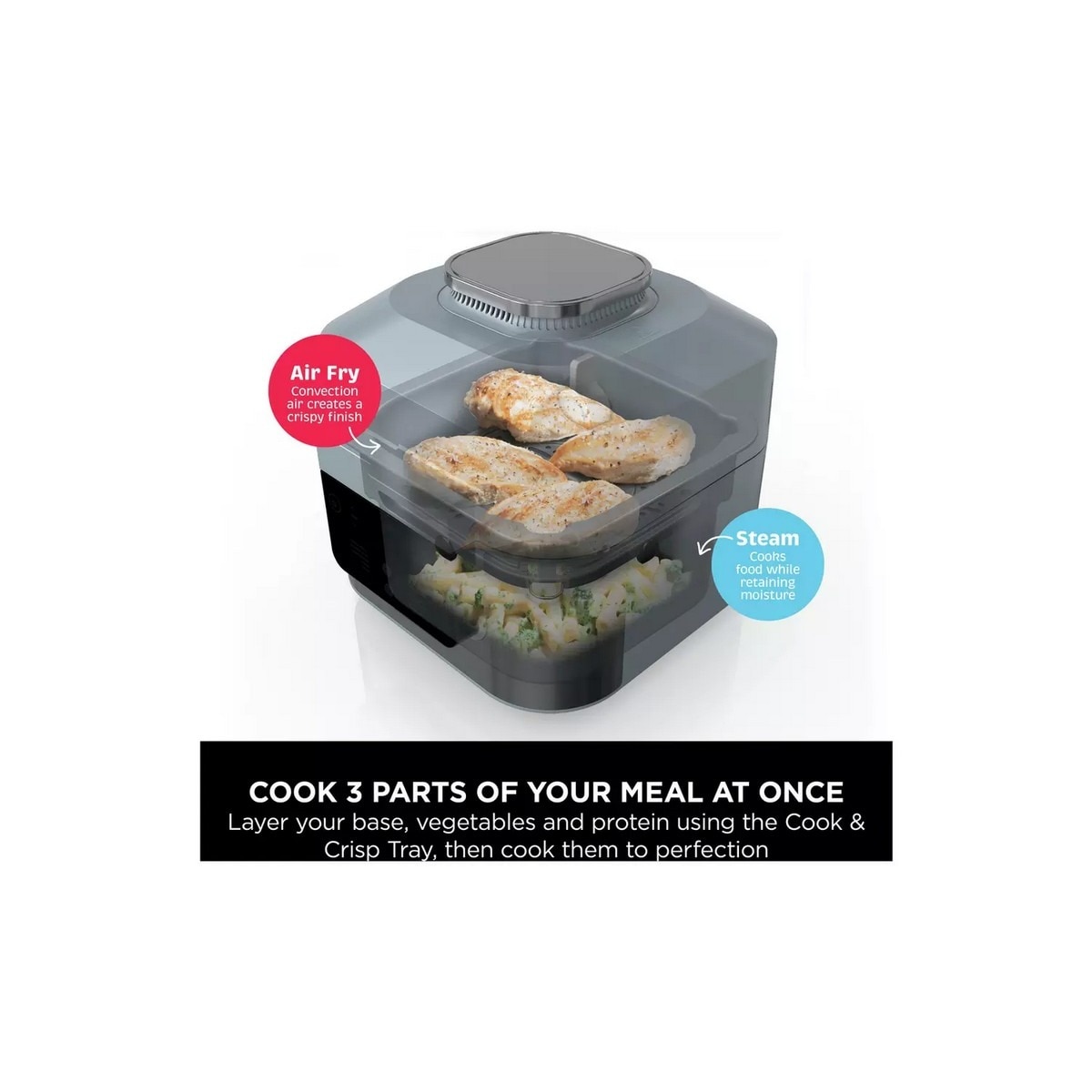 Panela Elétrica Multifunções e Fritadeira Air Fryer Ninja ON400EU Speedi de 1760 W e de 5,7 Litros - Revestimento Cerâmico Antiaderente Cinzento Cinzento-4