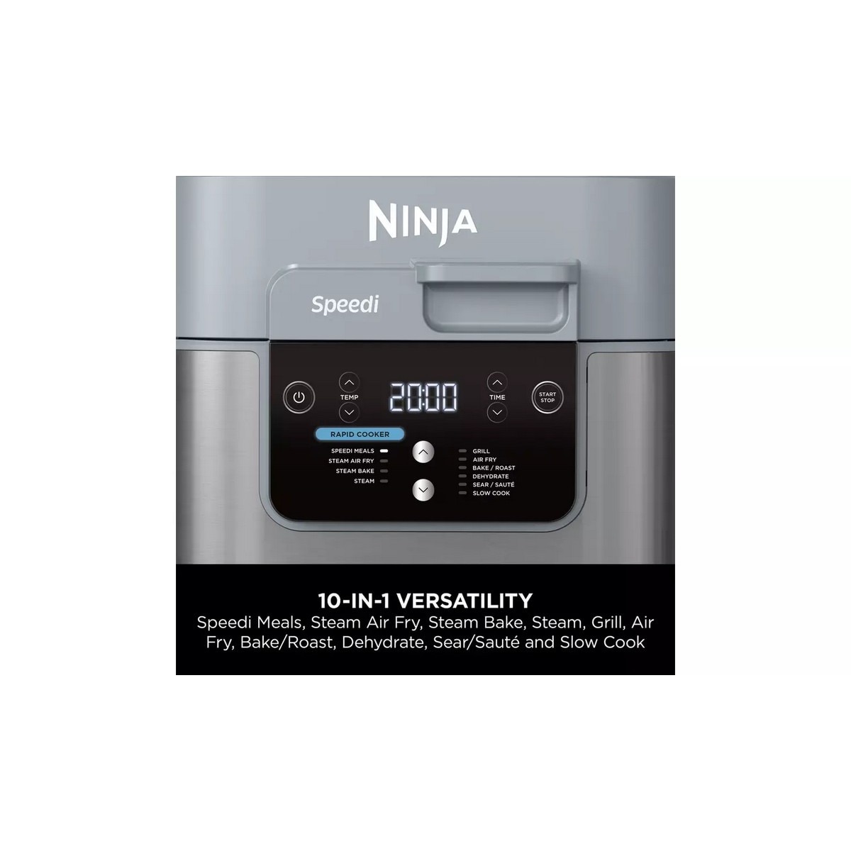 Panela Elétrica Multifunções e Fritadeira Air Fryer Ninja ON400EU Speedi de 1760 W e de 5,7 Litros - Revestimento Cerâmico Antiaderente Cinzento Cinzento-3